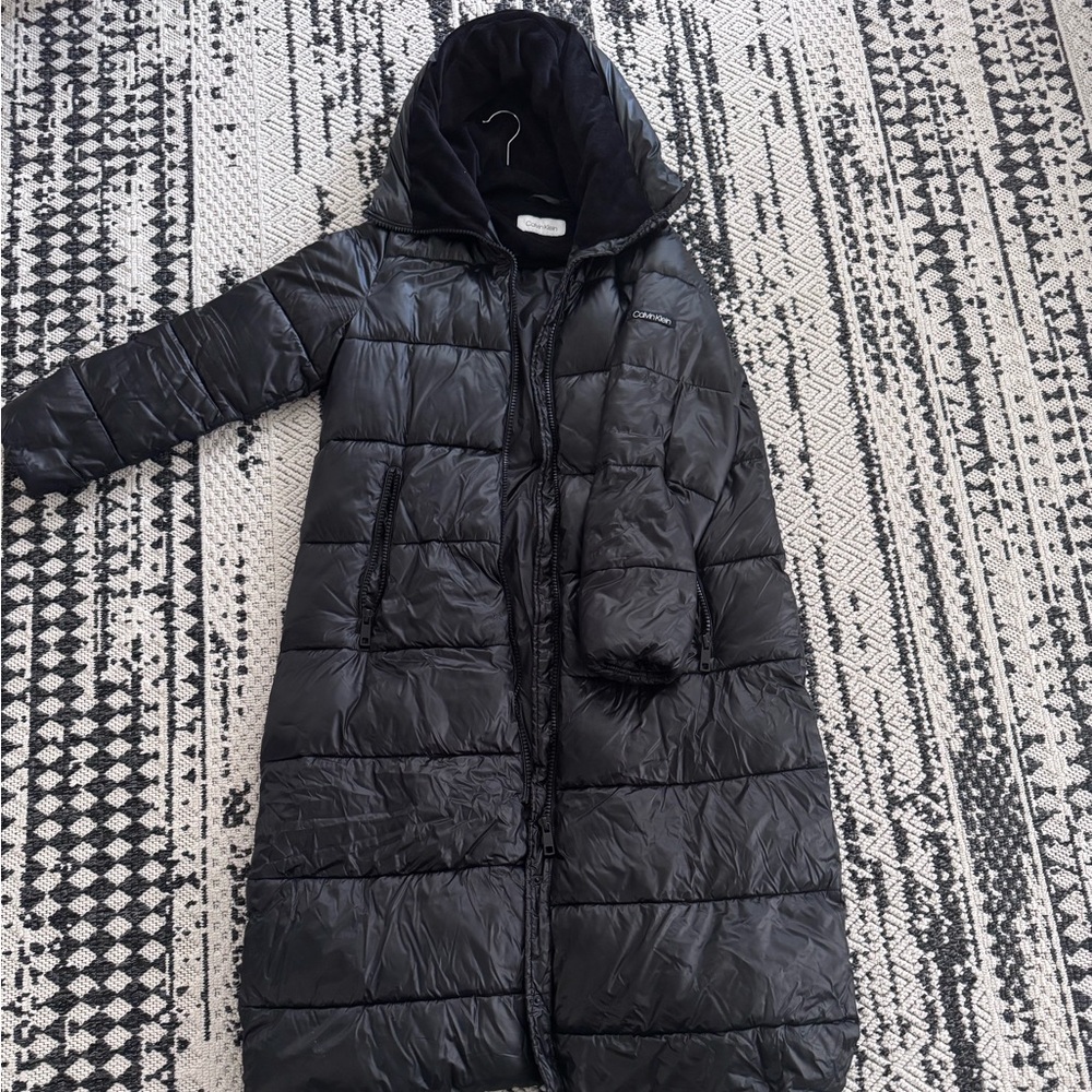 Calvin Klein Black Hooded Puffer Coat